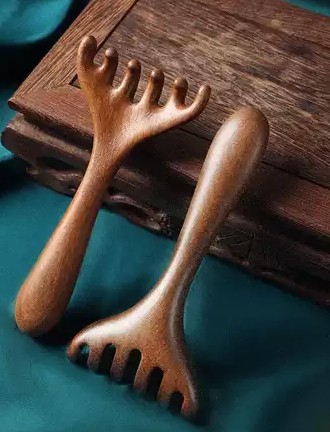 五爪頭部按摩經絡梳子養生頭療工具天然檀木頭皮刮痧疏通神器鹿角