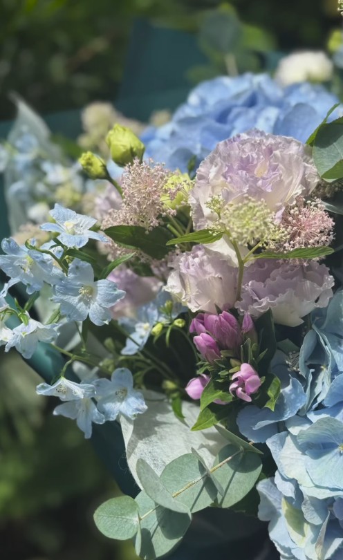 The beautiful flowers bloom in a lovely sunny day