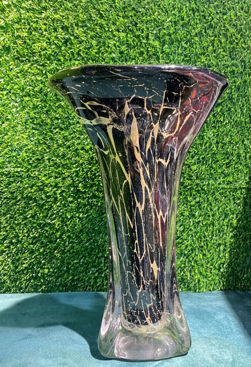 Huge Vase in Black with Golden Sand Vase
