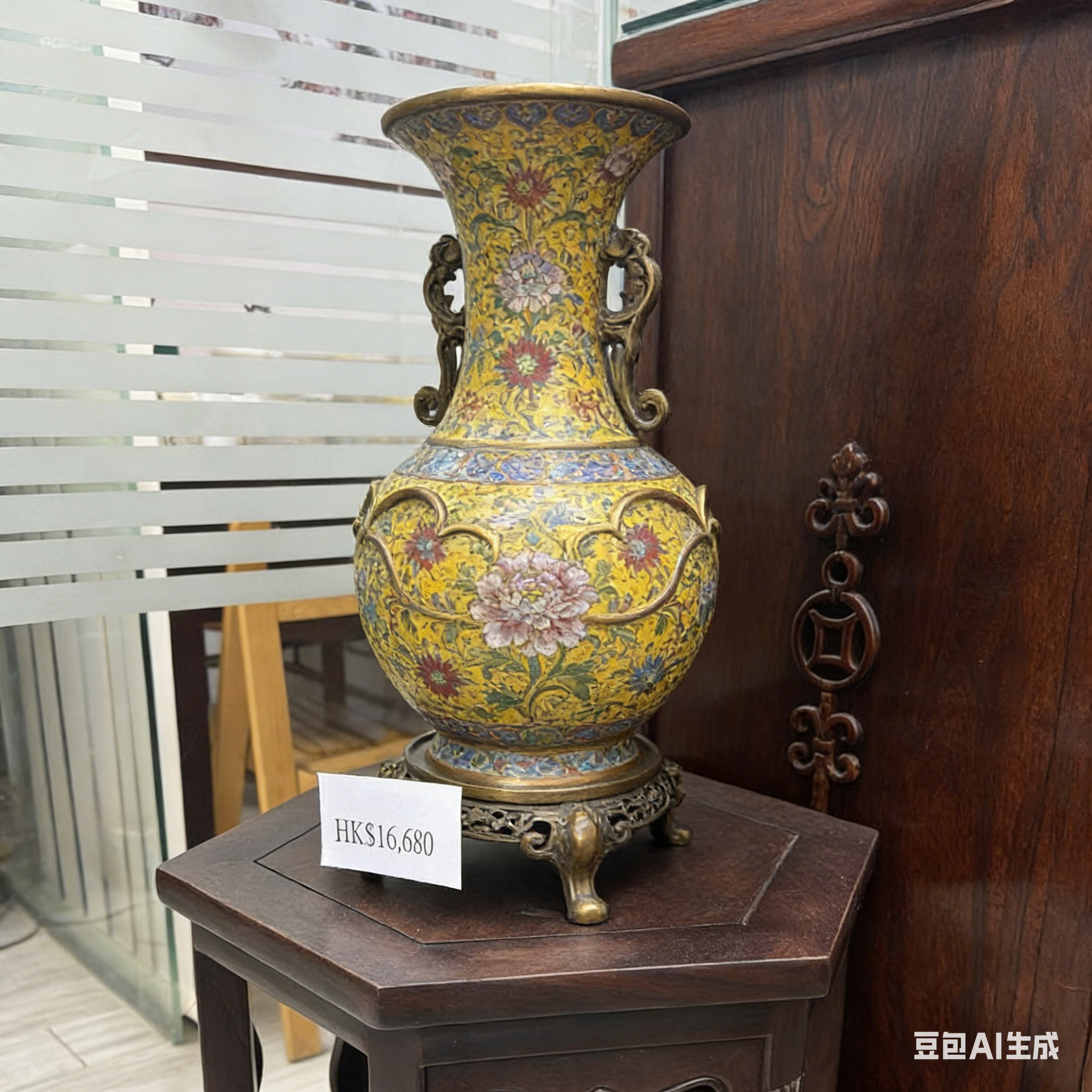 黄底彩花，珐琅流光