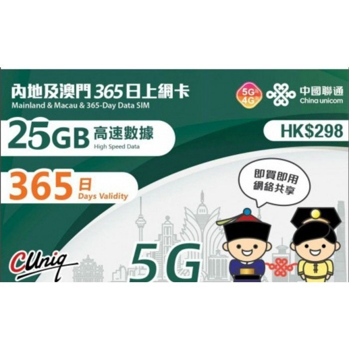 中國內地年卡25GB