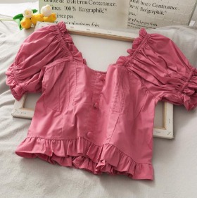 泡泡袖短袖上衣