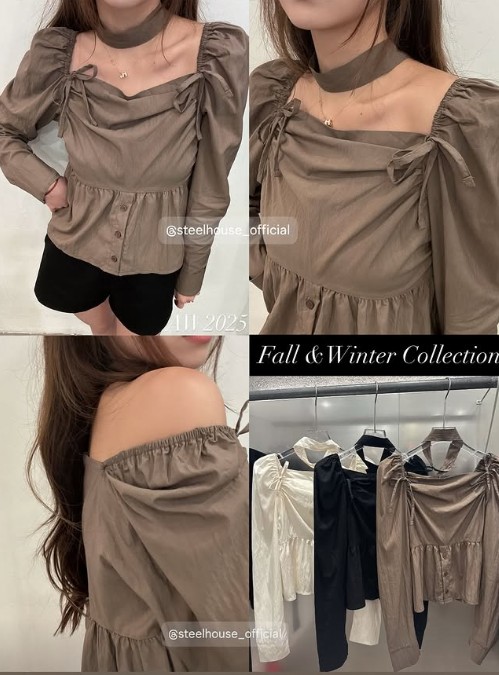 泡泡袖長袖恤衫