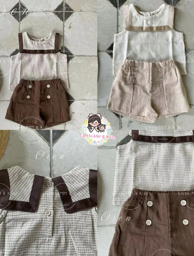 韓國直送 Oren 🩷 25SS 橙色貝貝 奧利弗格紋套裝